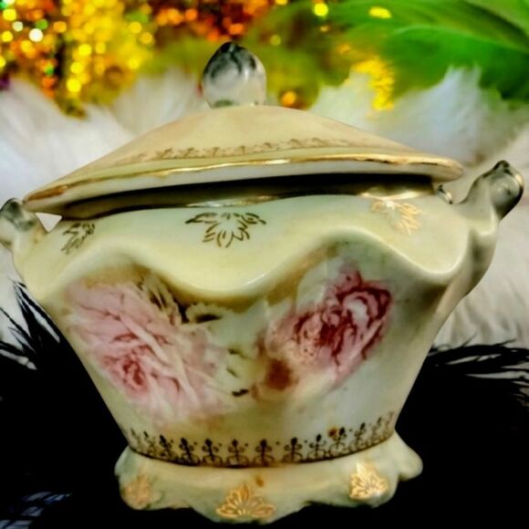 Sugar Bowl Limoges France Hand Painted Signed With/Lid - Picture 7 of 15